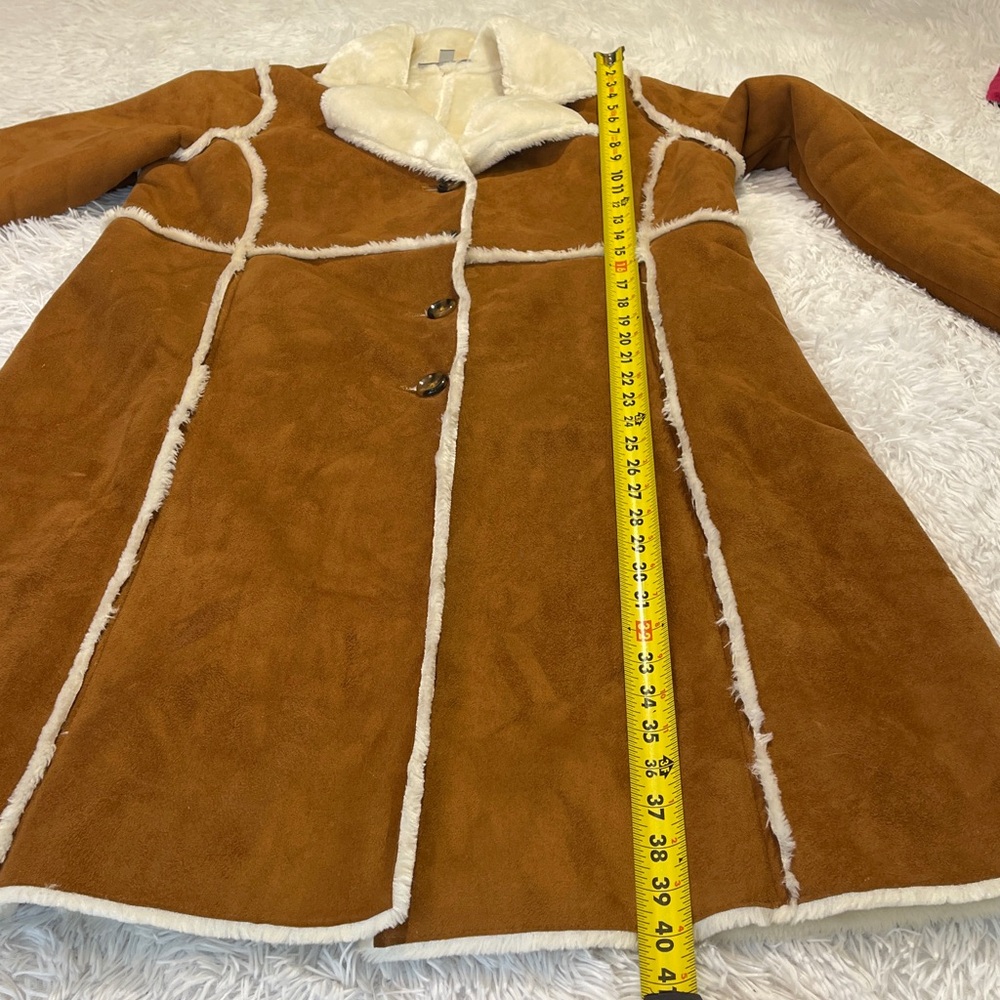 JESSICA LONDON SIZE 14W Women's Brown Faux Shearling Coat - Picture 7 of 12